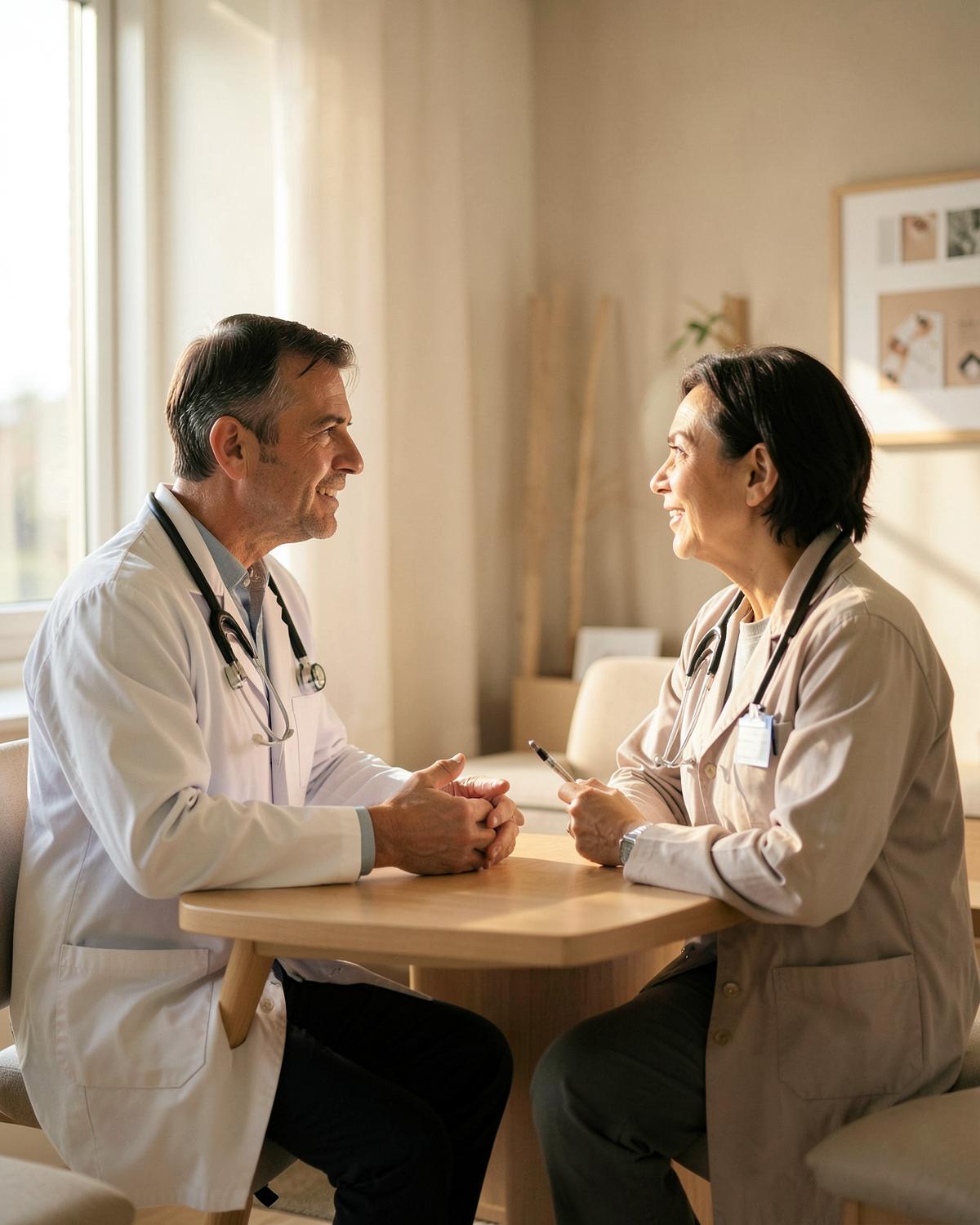 Laboratory results being reviewed with a patient