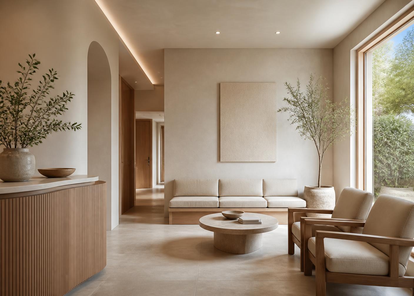 The daylit reception area at the practice